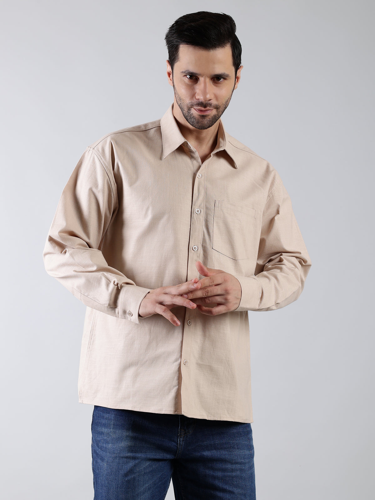 Urban Trendy Solid Cotton Shirt