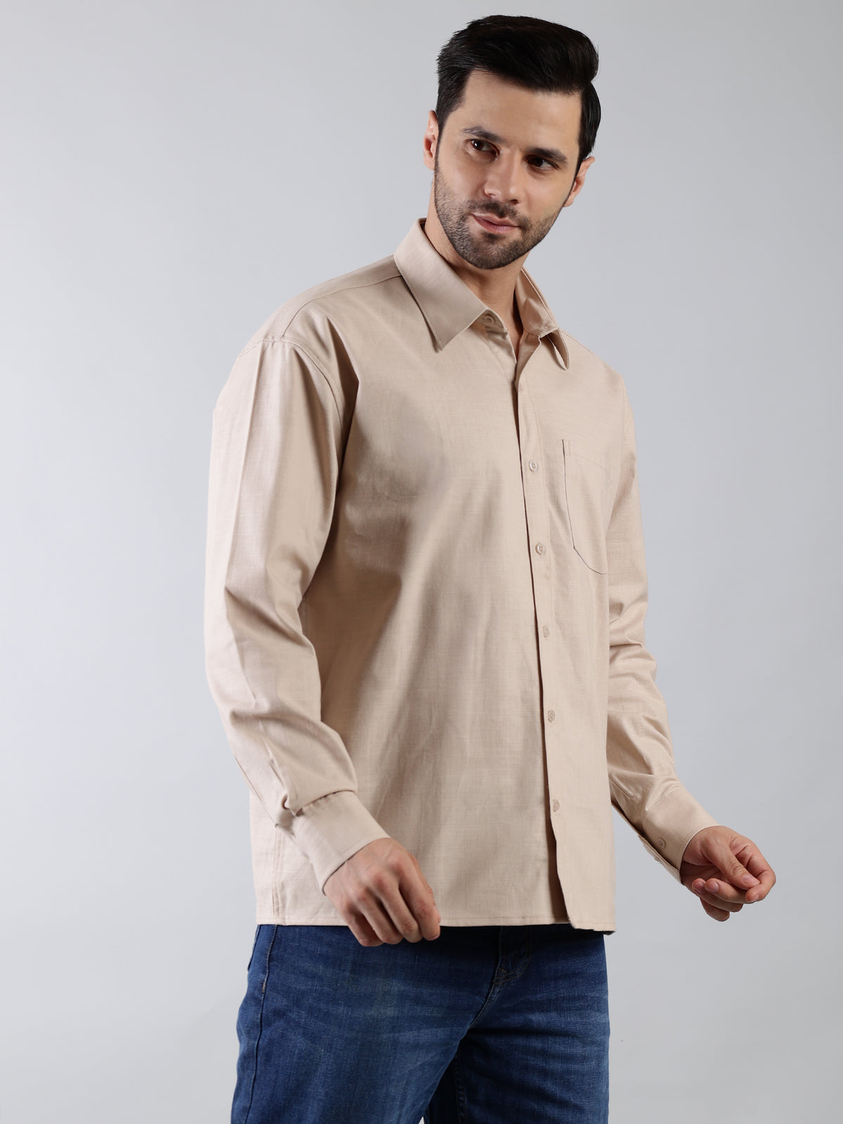 Urban Trendy Solid Cotton Shirt