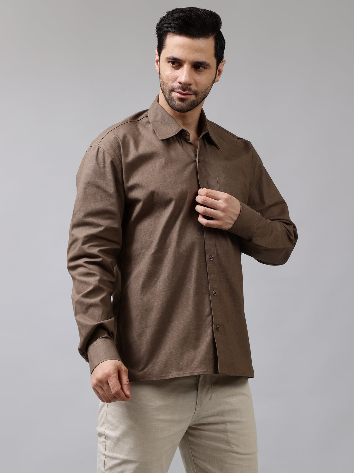 Solid Color Linen Blend Shirt