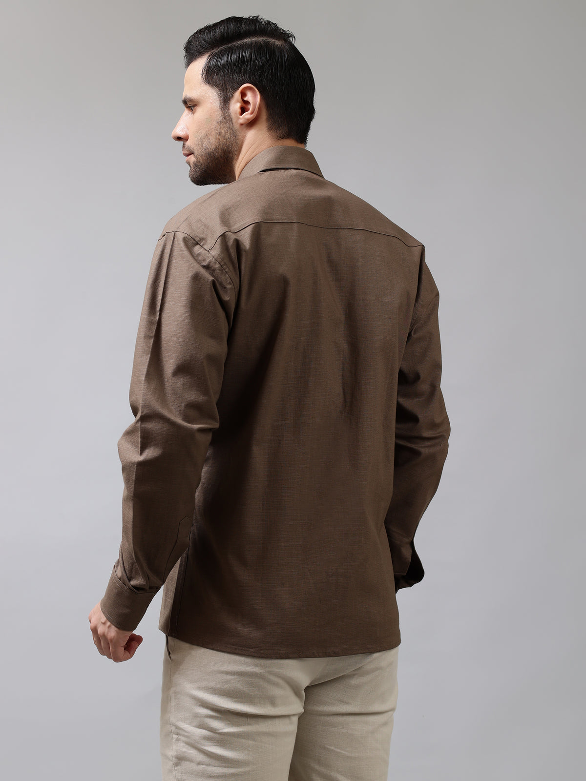 Solid Color Linen Blend Shirt