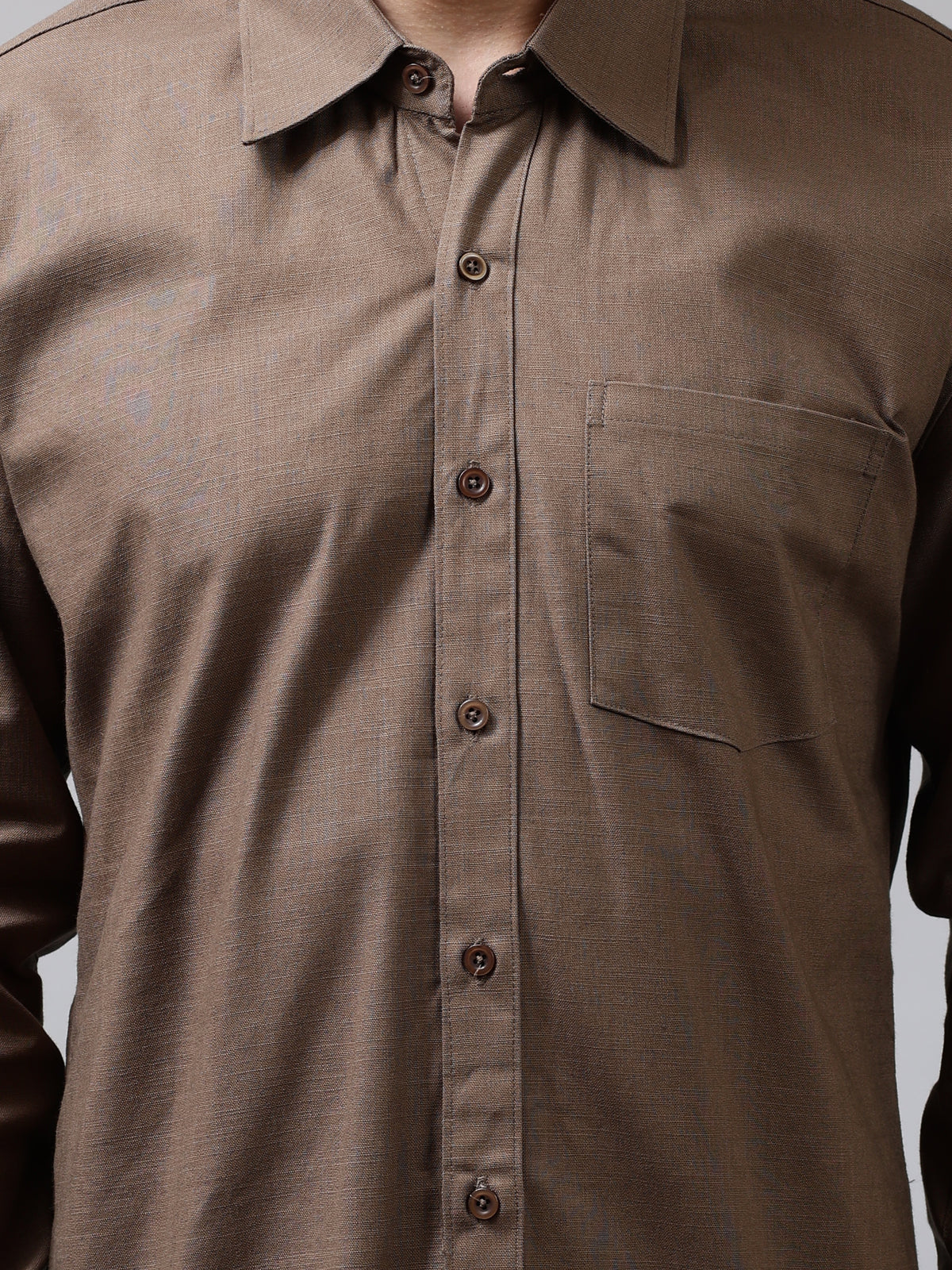 Solid Color Linen Blend Shirt