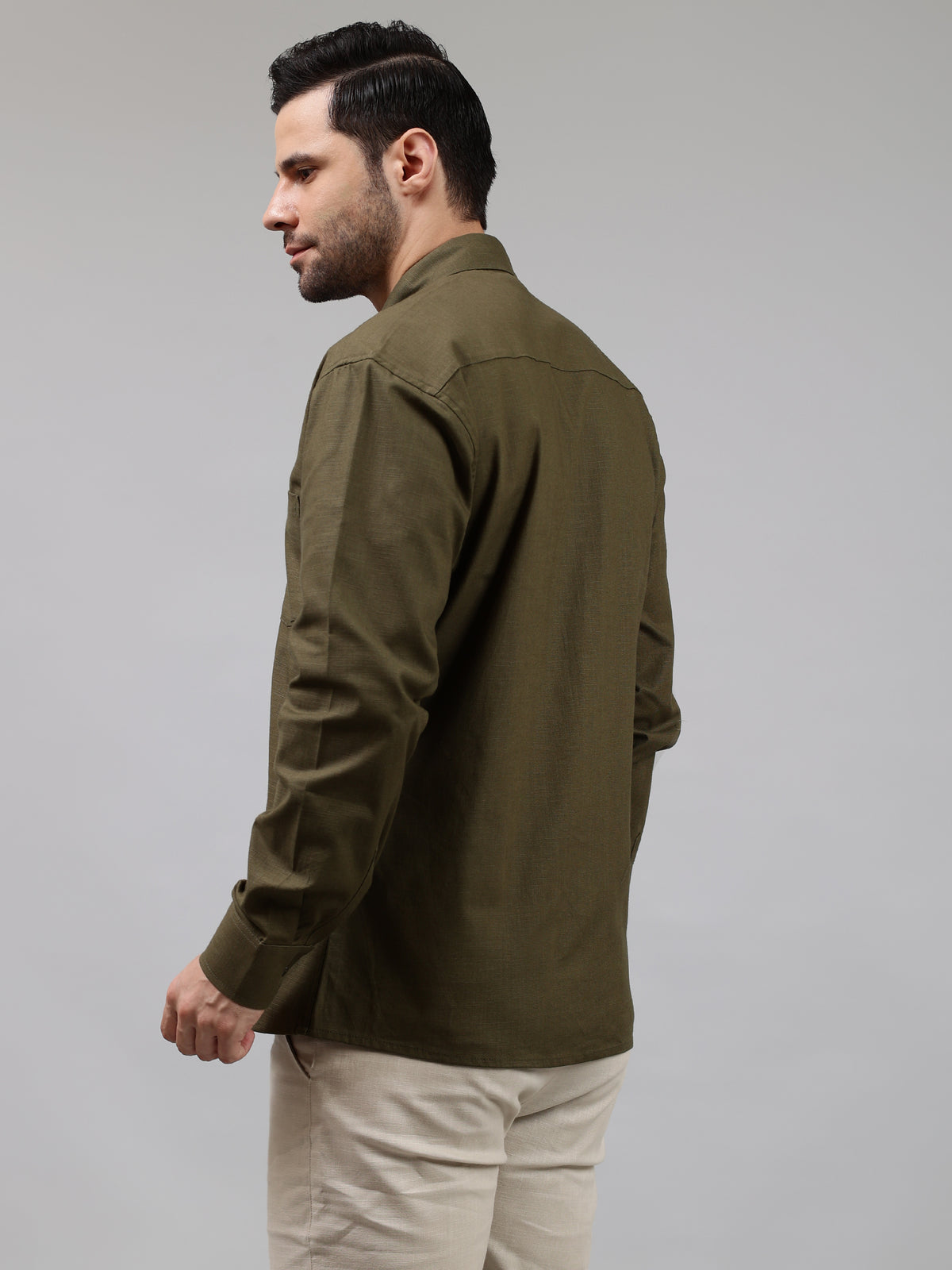 Solid Color Linen Blend Shirt