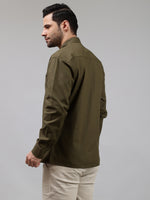 Solid Color Linen Blend Shirt