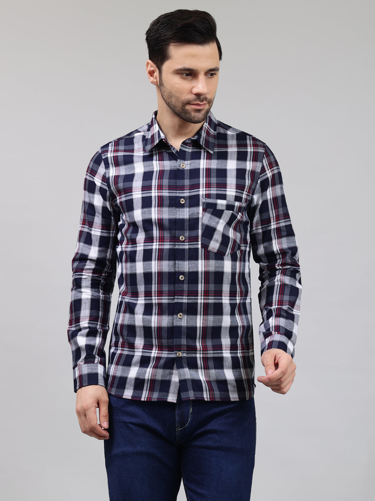 Slim Fit Checkered Casual Shirt