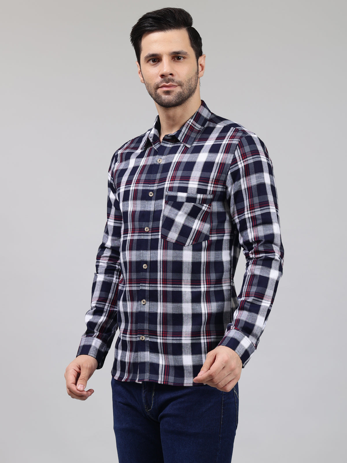 Slim Fit Checkered Casual Shirt