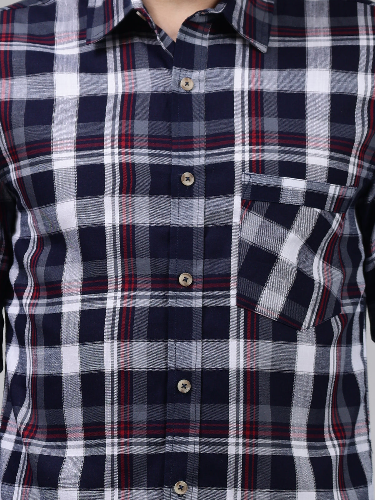 Slim Fit Checkered Casual Shirt