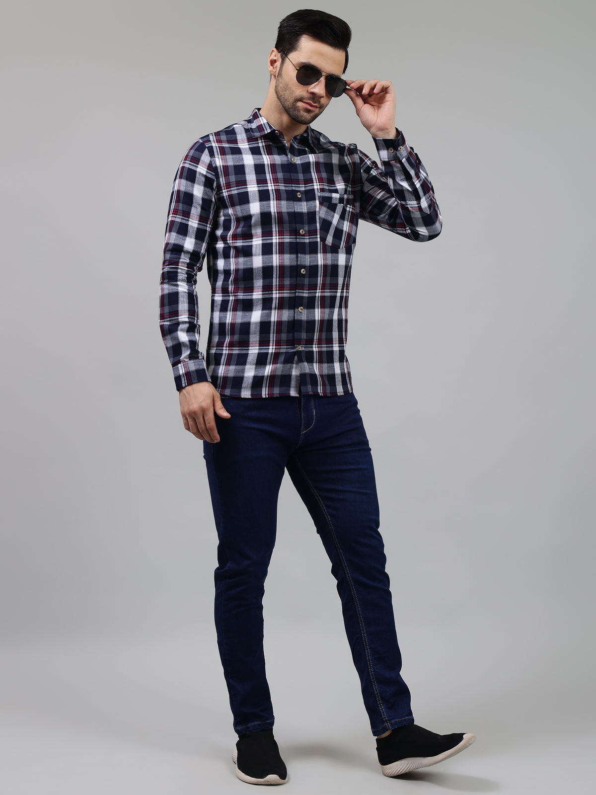 Slim Fit Checkered Casual Shirt