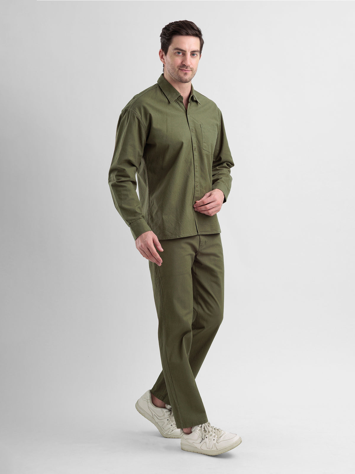 Olive Crest Linen Co-ord Set