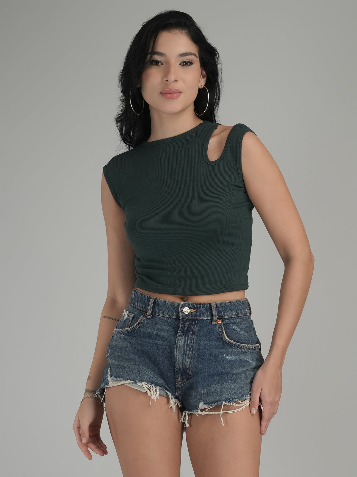 Bold Contrast Solid Crop Top