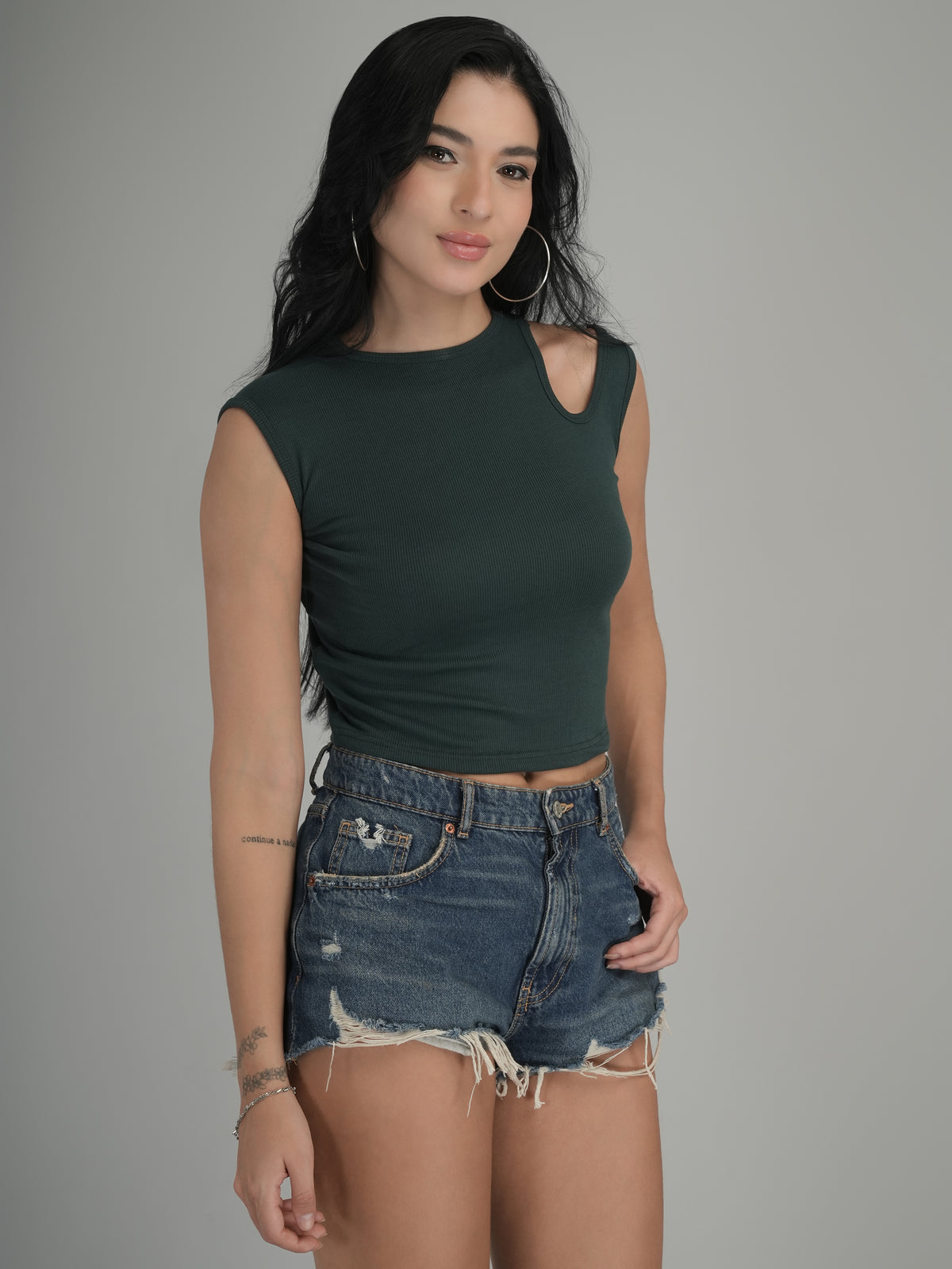 Bold Contrast Solid Crop Top