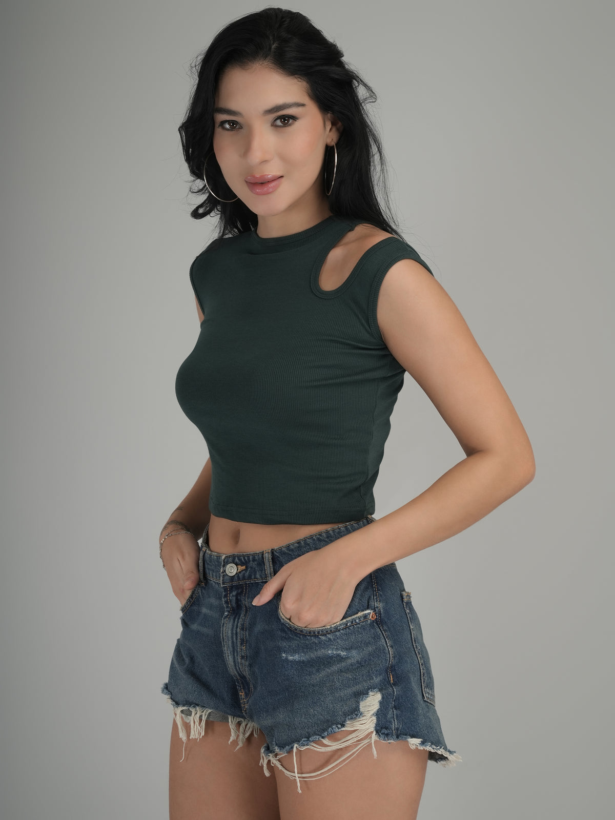 Bold Contrast Solid Crop Top