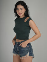 Bold Contrast Solid Crop Top