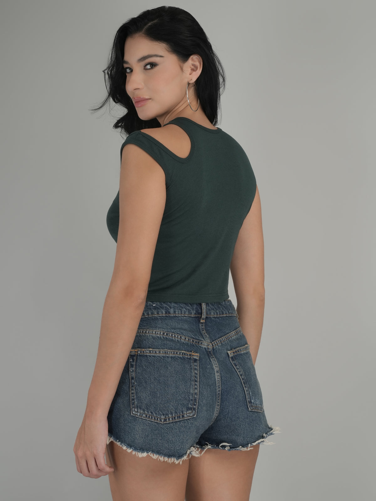 Bold Contrast Solid Crop Top