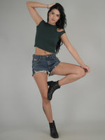 Bold Contrast Solid Crop Top