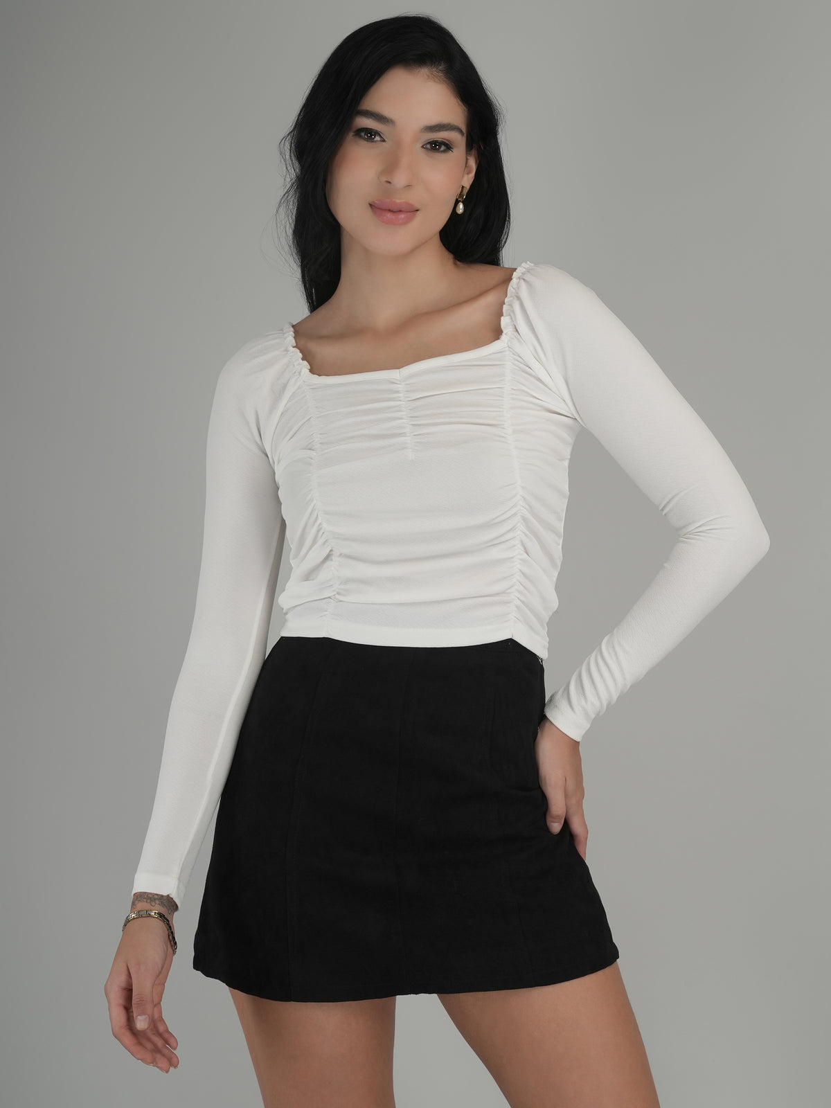 Vivid Charm Solid Crop Top