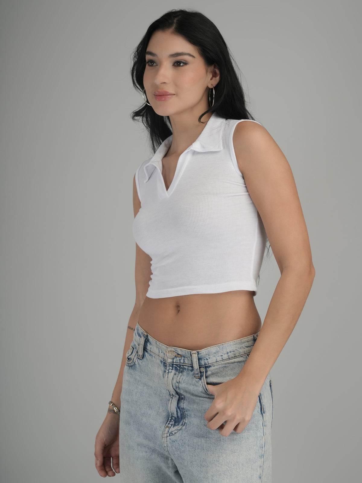 Timeless White Solid Crop Top