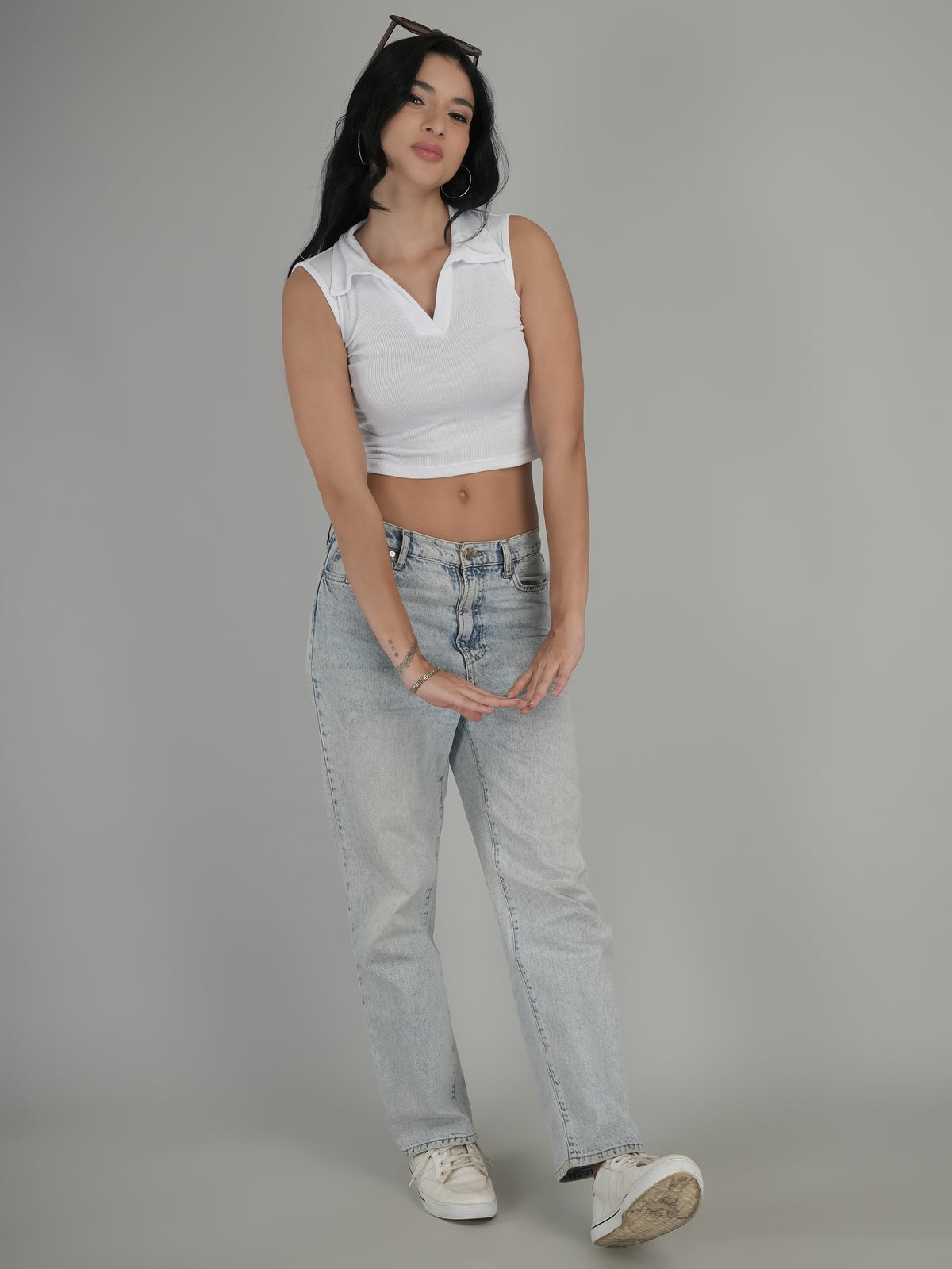 Timeless White Solid Crop Top
