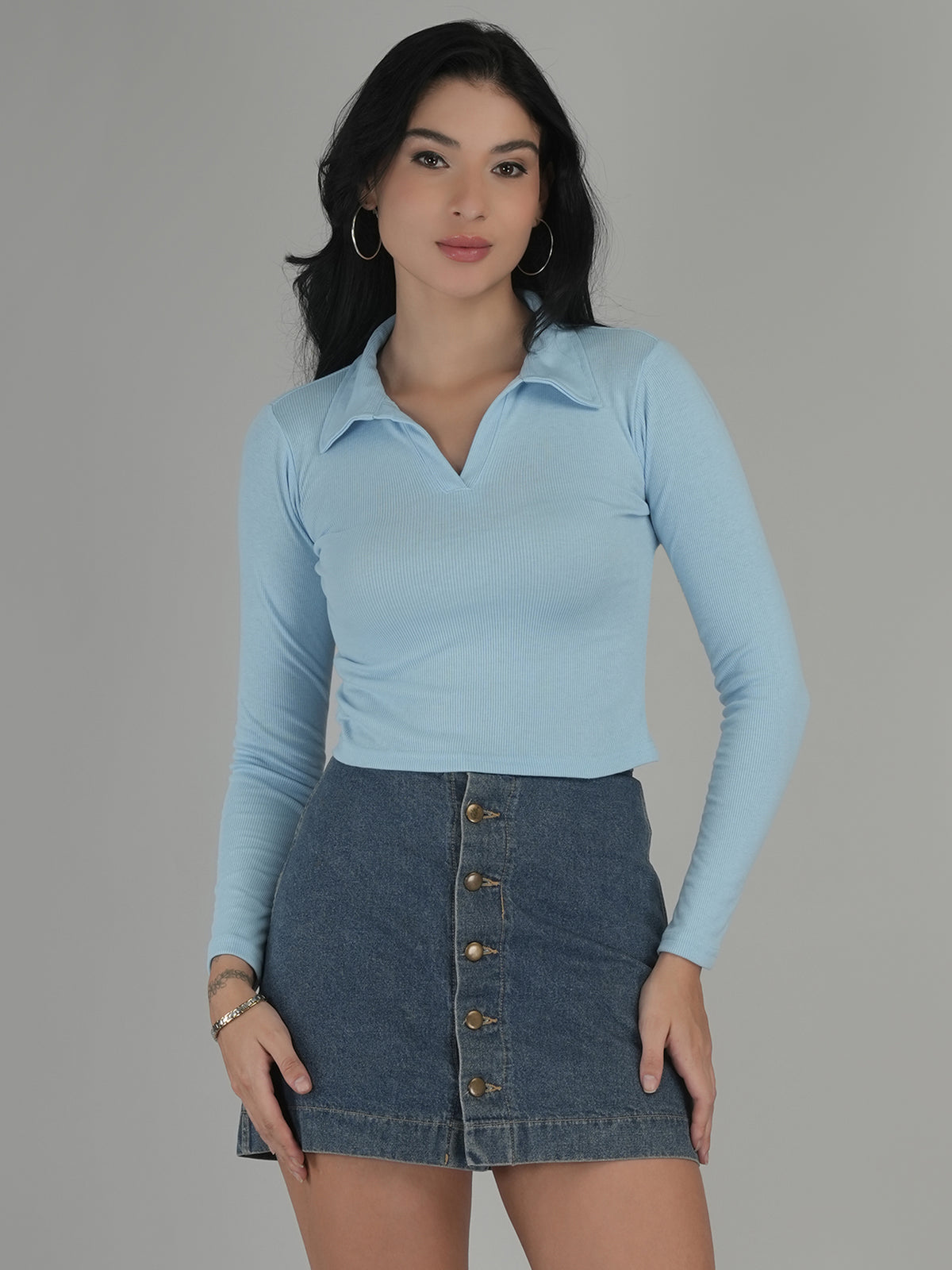 Chic Evening Solid Crop Top